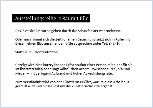 Konzept - Ein Raum - ein Bild